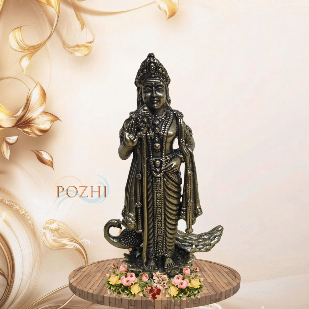 Lord Murugan Antique Brass Idol 3 inch handcrafted statue for pooja and home décor
