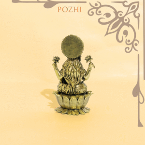Back view of Antique Brass Lakshmi Idol – 3.54 inch handcrafted statue