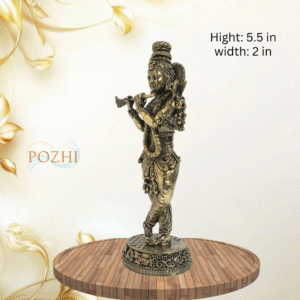 Handcrafted Antique Brass Lord Krishna Idol for Home Décor and Puja – Premium 3 inch Statue