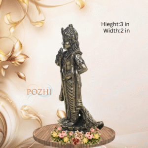 Lord Murugan Brass Idol 3 inch Antique Finish – Side View