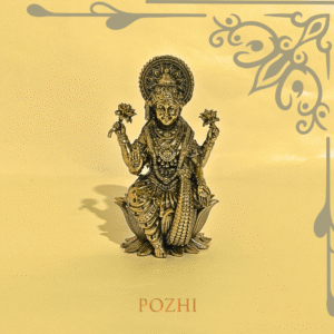 Front view of Antique Brass Lakshmi Idol – 3.5 inch