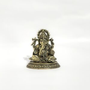 Close-up of Antique Brass Ganesha Idol – detailing