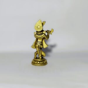 Back view of Classic Brass Krishna Idol – 4.3 Inch