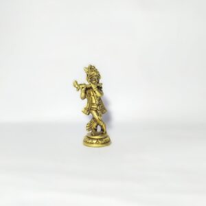 Close-up of Classic Brass Krishna Idol – detailing