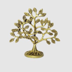 Close-up of classic brass Karpaga Virutcham Tree – detailing