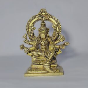 Close-up of Classic Brass Varahi Amman Idol Detailing – 4.7 Inch, 600g