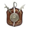 Royal sword and shield wall hanging on wooden plaque antique warrior decor by POZHI Decor