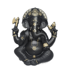 Close-up view of Black Gold Ganesha Wall Hanging detailing – POZHI Decor